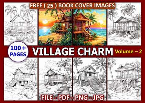 Village Charm Coloring Pages for Adults Graphic by Sobuj Store