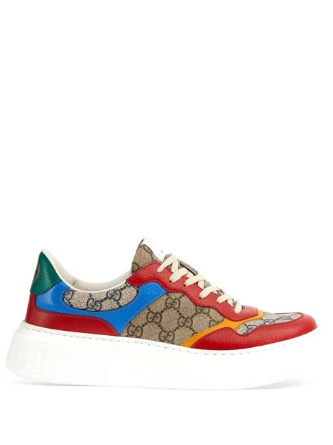 Gucci Gg Panelled Lace Up Sneakers Neutrals Farfetch