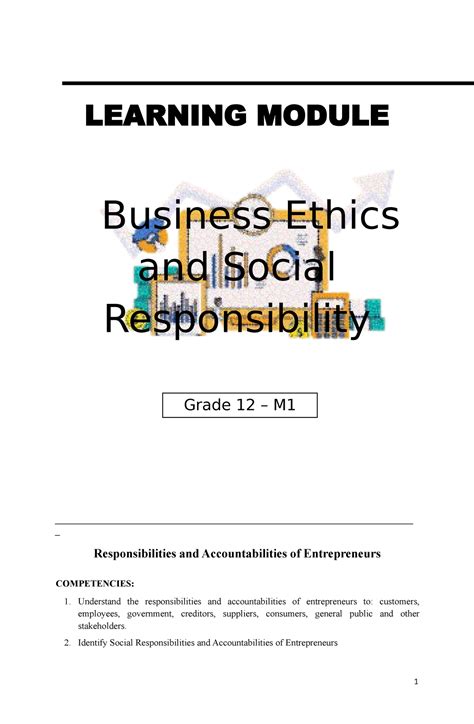 Business Ethics M1 LEARNING MODULE Business Ethics And Social