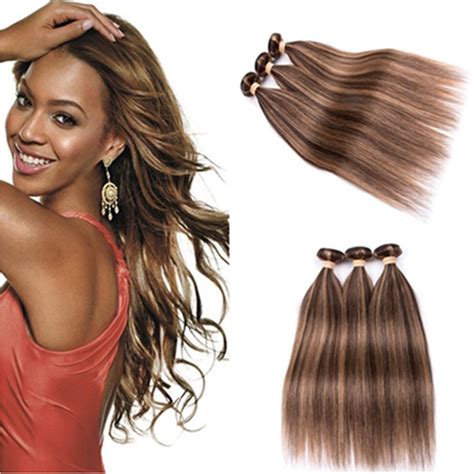 Piano Mixed Color Straight Human Hair Bundles Brown Highlight Honey Blonde Mixed Piano