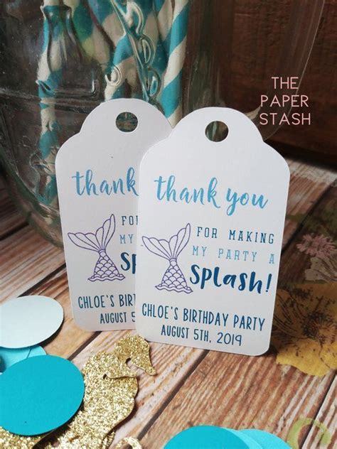 Mermaid Favour Tags Thank You For Making My Party A Splash Birthday