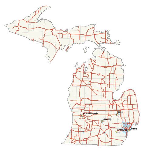 Laminated Map Large Detailed Roads And Highways Map Of Michigan State ...