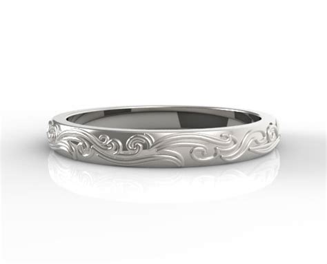 Leaves Engraved Wedding band | Vidar Jewelry - Unique Custom Engagement ...