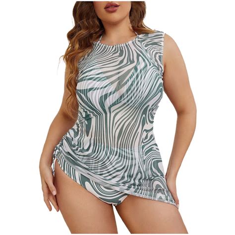 Caivo Women Plus Size Floral Print Bikini Set Sexy Pcs Swimsuit With Tankini Top Pcs Swimwear