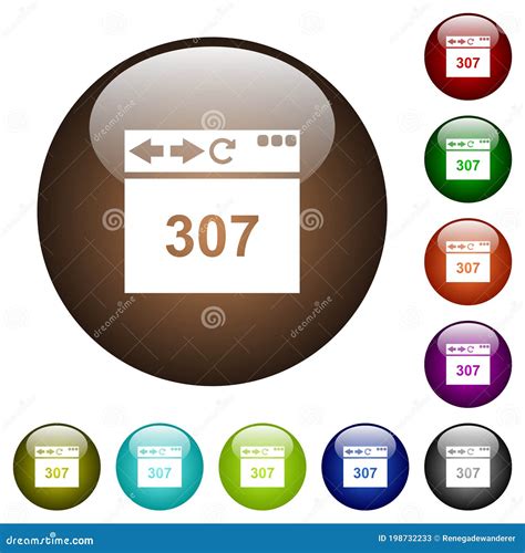 Browser 307 Temporary Redirect Color Glass Buttons Stock Vector