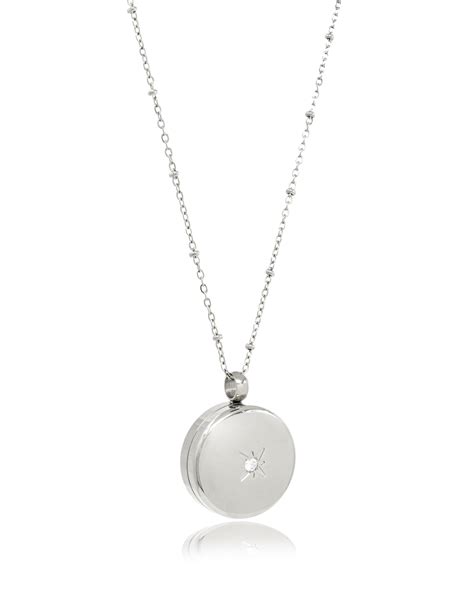 Round Pill Box Locket Necklace, Cubic Zirconia, Beautiful, Waterproof