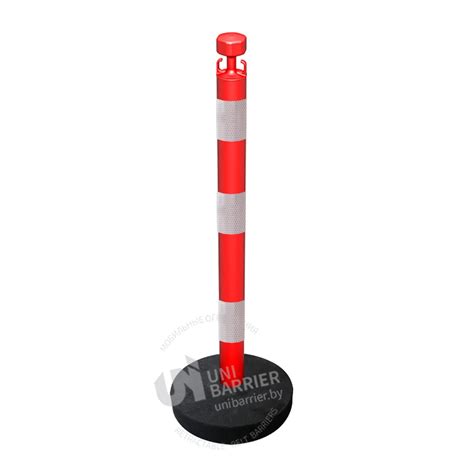 Стойка ограждения с цепью сигнальная красная тяжелое основание