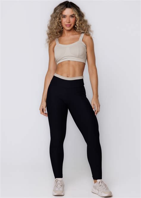 Top Fitness Rise Canelado Nude
