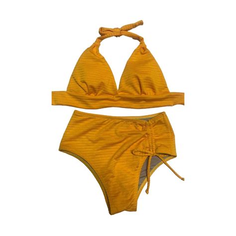 Biquini feminino moda praia calcinha larga cintura alta hot pant laço lateral te ido