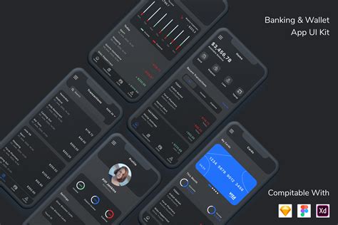 Banking Wallet App UI Kit Dark Mode Graphic By Betush Creative Fabrica