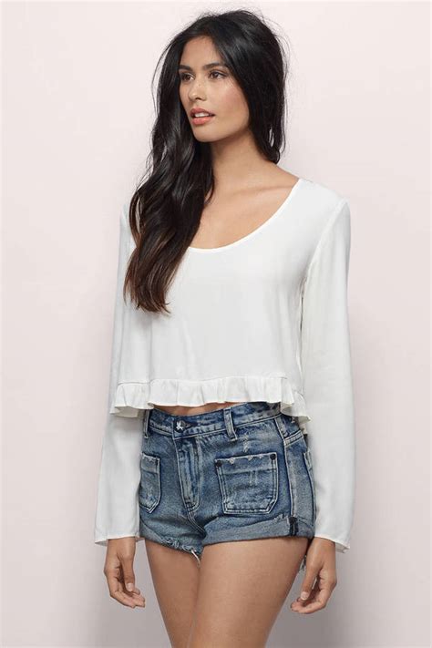 Ivory Crop Top White Top Flared Top White Crop Top Tobi Us