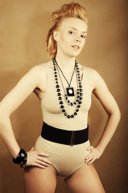 Premium Photo Blond Woman In Sexy Lingerie