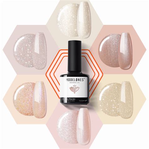 Jual Modelones Gel Nail Polish Set Warna Nude Neutral Gel Polish Nude Pink Skin Tone Glitter