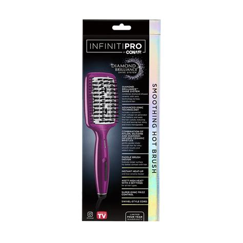 Infiniti Pro By Conair Diamond Infused Ceramic Smoothing Hot Brush Straightening Brush Pink