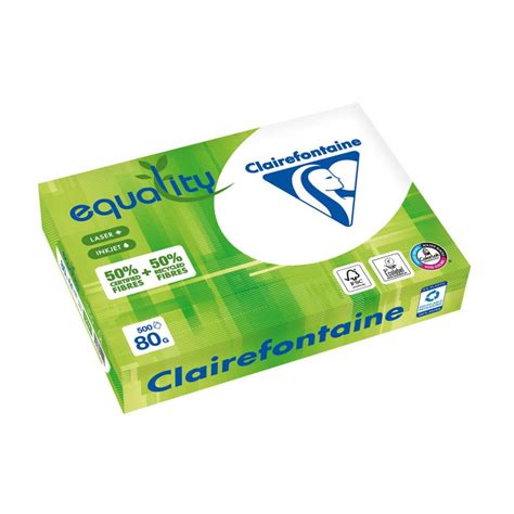 Papier A4 Blanc Recyclé Equality 80g Cie 161 Très Blanc Ramette