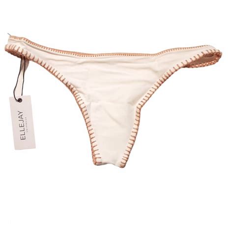 Ellejay Swim Ellejay Daniela White Tan Stitch Bikini Bottom Poshmark