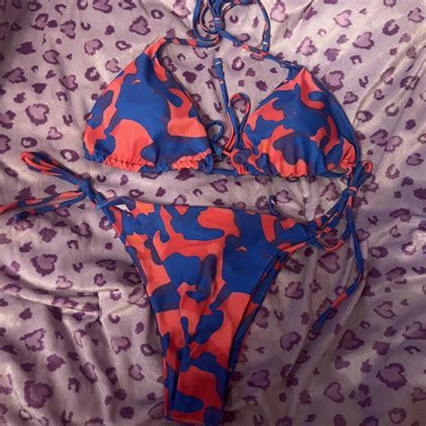 Pink Blue Camo Bikini Set Brand New Depop