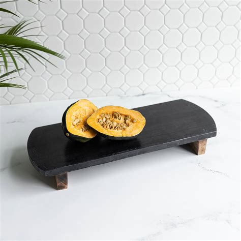 Louisa Marble Footed Serving Board Black Magnolia Lane Co Home