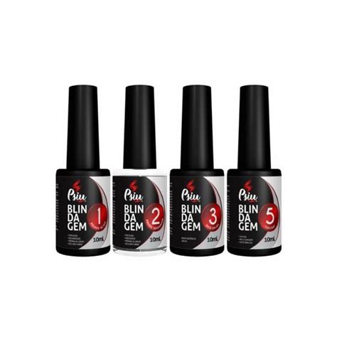 Kit Blindagem Psiu Primer Ácido Adesivador Base Top Coat Unhas e