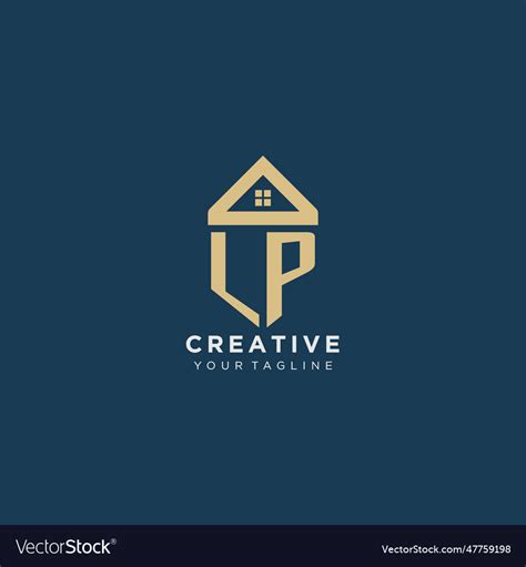 Initial Letter Lp With Simple House Roof Creative Vector Image