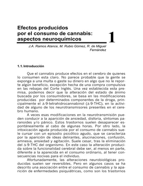 Efectos Producidos Por El Consumo De Cannabis Aspectos