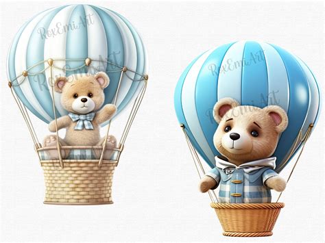 Teddy Bear Clipart Hot Air Balloon Clipart Baby Shower Etsy