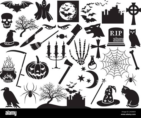 Halloween Icons Set Horror Elements Vector Illustration Stock Vector