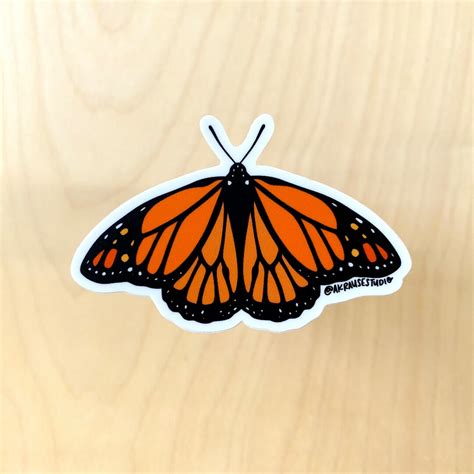 Monarch Butterfly Vinyl Sticker Monarch Butterfly Illustration Stickers Waterproof Laptop