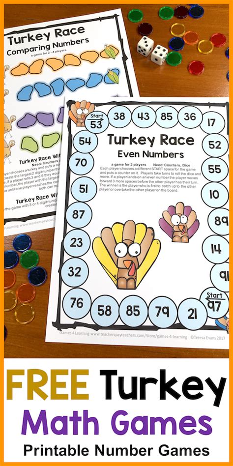 FREE Thanksgiving Math Games NO PREP Games Just Print And Play