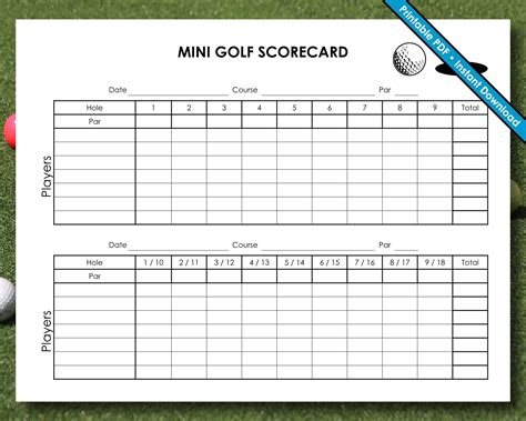 Printable Blank Golf Scorecard Template - Free Printable