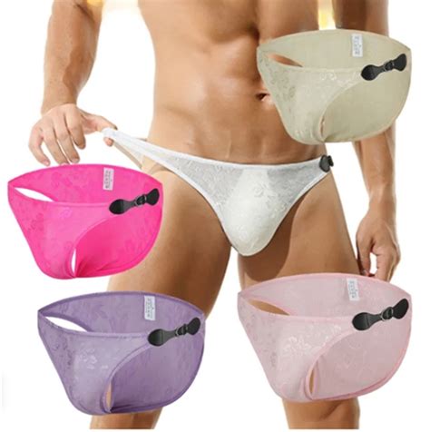 Ropa Interior De Encaje Para Hombre Bikini Sexy De Archivo Abierto Cuecas Marculina Bragas