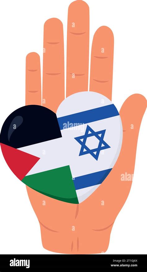 Palestine And Israel Flags In Heart With Hand Stock Vector Image Art