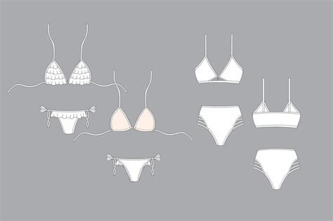 Bikini Rysowa Wektor Zestaw R Nych Rodzaj W Bikini Rodzaje Bikini Wektor Bikini Premium
