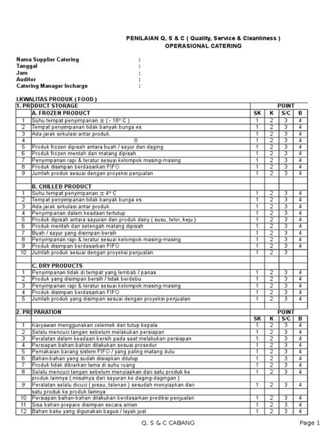 Penilaian Performance Catering By Q Sandc Pdf