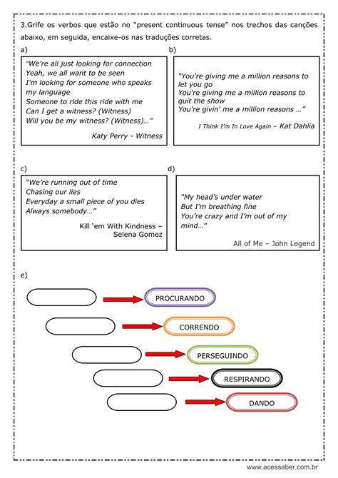 Exercícios Sobre Present Continuous