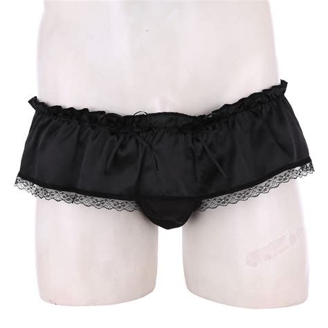 Sexy Mens Frilly Lace Satin Briefs Skirted Panties Sissy Maid Lingerie Underwear Ebay