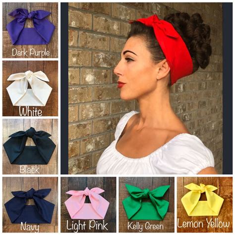 Solid Color Miranda Retro Hair Wrap Wide Self Tie Head Scarf Etsy