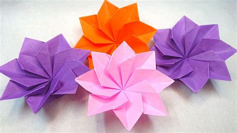 【折り紙の花】折り紙一枚で作るダリア【origami Flower】可愛いです／craft Okuya Youtube