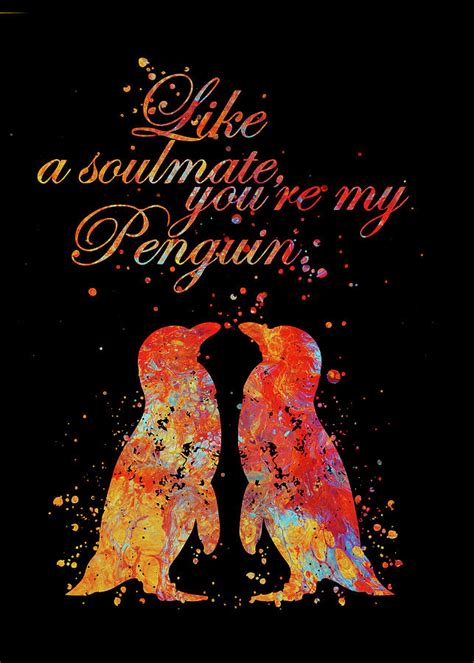 Watercolor Penguins Love Same Sex Soulmate Quote Watercolor Art Print Nerd Love Wedding Gift