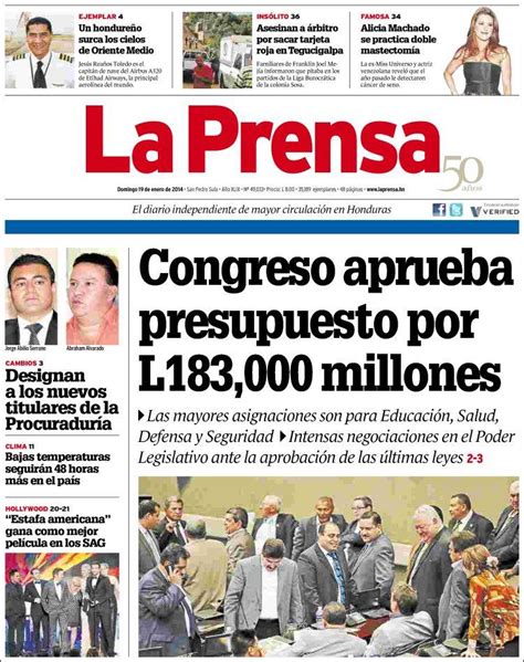 Peri Dico La Prensa Honduras Peri Dicos De Honduras Edici N De