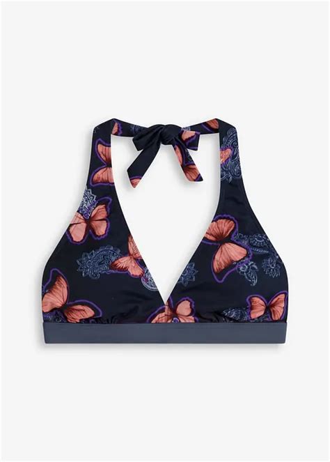 Modisches Neckholder Bikini Oberteil Mit Tollem Schmetterlingsdruck