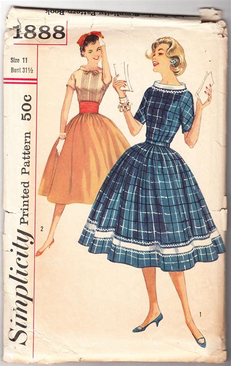 Vintage 1957 Simplicity 1888 Sewing Pattern Junior S Misses Blouse