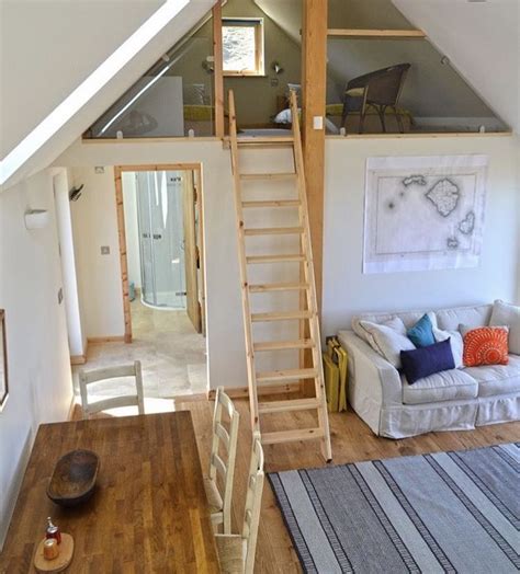 Tiny House Loft with Stylish Stairs