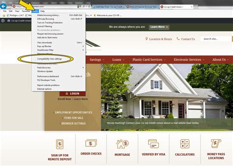 internet explorer browser settings  op credit union