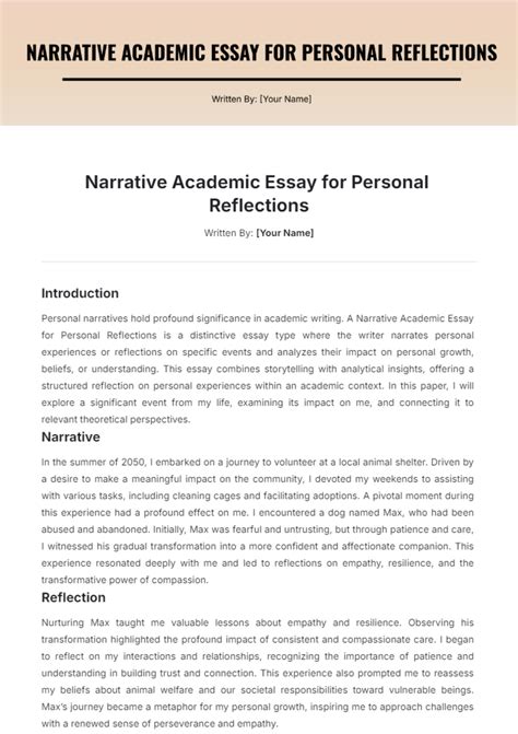 Free Narrative Academic Essay for Personal Reflections Template to Edit
