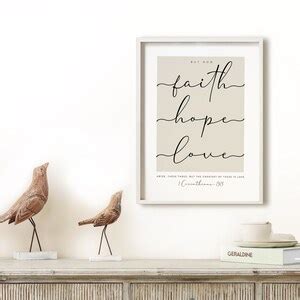 Faith Hope Love Abide Bible Verse Wall Artminimalist Etsy