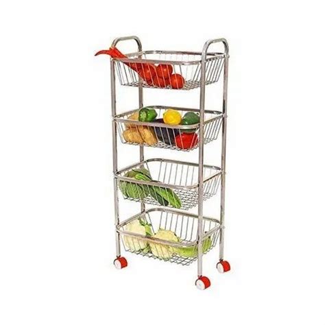 Stainless Steel 45 X 20 X 6 Inch Rectangular Fruit Vegetable Trolley At