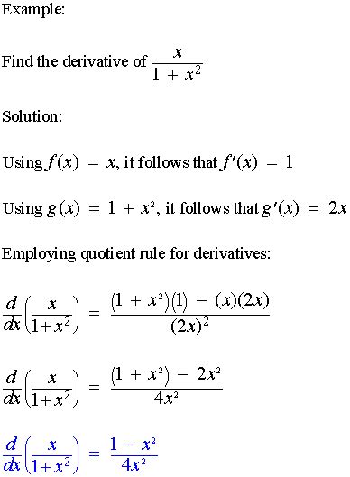 Derivatives: Quotient Rule