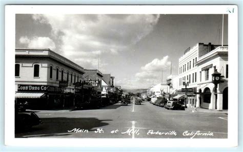 Rppc Porterville Ca California Main Street Scene Cobb Drugs 1940s