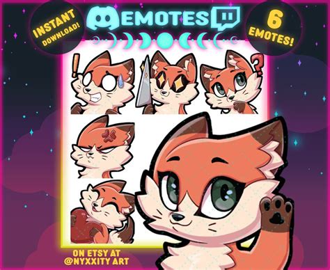 Red Fox Twitch And Discord Emotes 6 Cool Emojis For Etsy